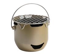 Barbecue à charbon de bois portable - Barbecue de camping avec grille de cuisson et poignée de transport - Équipement de barbecue en acier pour voyage, camping, cuisine, jardin, balcon