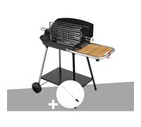 Barbecue à charbon excel duo grill sur chariot + tournebroche - somagic
