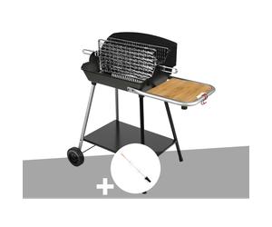 Barbecue à charbon excel duo grill sur chariot + tournebroche - somagic