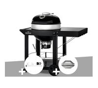 Barbecue à charbon kettle pro 57 cm sur chariot + rôtissoire + lot de 2 paniers