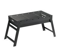 Barbecue à charbon de bois pliable portable dim. 74L x 30l x 37H cm avec grille acier noir Noir
