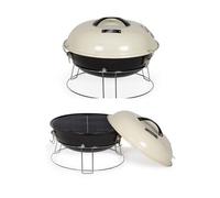 Barbecue à charbon - PORTABLE - 34cm - Grille chromée - Acier émaillé - Couvercle avec clapet