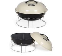 Barbecue à charbon - PORTABLE - 34cm - Grille chromée - Acier émaillé - Couvercle avec clapet