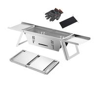 Barbecue à charbon portable : barbecue pliable, en acier inoxydable | Grille compacte parfaite pour les voyages en plein air, table de jardin, plage, balcon, porte-parole d'appartement