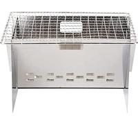Barbecue à charbon portable pliable - Mini réchaud en acier inoxydable pour camping en plein air, barbecue à bois de chauffage de type carte, solution de cuisson compacte et légère