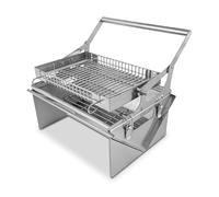 Barbecue à charbon portable rotatif à 360° avec panier basculant - Barbecue en acier inoxydable 304 pour le camping, le hayon et les aventures en plein air, facile à démonter, avec sac de barbecue