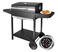 Barbecue à Charbon - SunJas - BBQ de Bois de Jardin Mobile avec 2 Etagères et Thermomètre (117 * 55 * 102CM)