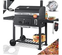 Barbecue à charbon sur chariot - KESSER - Grille de cuisson 56x41,5 cm - Grille de maintien au chaud 53,9x24,1 cm
