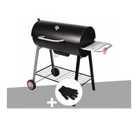 Barbecue à charbon sur chariot michigan + gant de protection - somagic