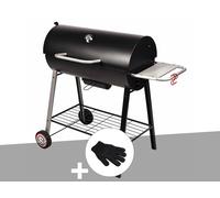 Barbecue à charbon sur chariot Michigan - Somagic + Gant de protection