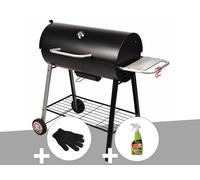 Barbecue à charbon sur chariot Michigan - Somagic + Gant de protection + Dégraissant pour barbecue