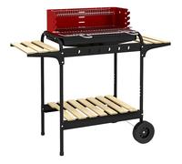 Barbecue à charbon sur pie - Outsunny - avec gril réglable - 2 roues - 3 étagères récupérateur de cendres - 103 x 47 x 95 cm - rouge