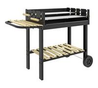 Outsunny – Barbecue à charbon 113x53,5x82,5cm double grille réglable 2 roues 2 étagères Noir
