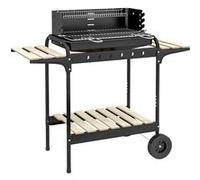 Barbecue à charbon sur pied grille réglable 2 roues 3 étagères récupérateur de cendres noir Noir G