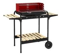 Outsunny Barbecue à charbon BBQ grill sur pied avec gril réglable 2 roues et 3 étagères récupérateur de cendres 103 x 47 x 95 cm rouge