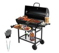 Barbecue à charbon - TEENO - Grill XXL - Couvercle - Thermomètre intégré - Surface 70x35 cm