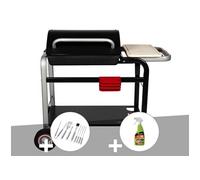 Barbecue à charbon vulcano 2600 + malette 8 ustensiles + dégraissant barbecues -
