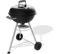 Weber Barbecue à charbon Compact Kettle 47 cm – trépied à roulettes, grille trois niveaux, noir