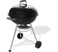 Barbecue à charbon - Weber - Compact Kettle - Ø57 cm - Acier émaillé - Clapet d'aération - 9 couverts - Noir