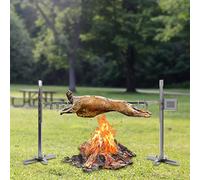 Barbecue à cochon de lait en acier inoxydable avec moteur | Barbecue à broche réglable en hauteur | Kit de broche électrique en acier inoxydable avec tournebroche pour feu de camp, camping et jardin