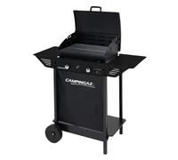 Campingaz Xpert 100 L Plus Rocky Barbecue à gaz pour pierre volcanique, barbecue à gaz avec 2 brûleurs, 7,1 kW de puissance, 2 grilles en acier chromé, 2 tables latérales et pierres de lave