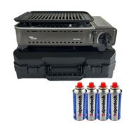 Barbecue à gaz Portable Grill 1780W + 4 Cartouches Gaz Butane Allumage Piezo + Mallette Camping ALPEN