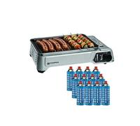 Barbecue à gaz 1900W Grille anti adhesive + 12 cartouches gaz camping KEMPER