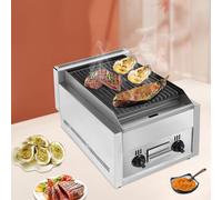 Barbecue à gaz 2 brûleurs - Barbecue de table - Barbecue de camping portable - Barbecue à gaz de table professionnel - Température réglable - Avec pierre volcanique et grille de cuisson en fonte - 55