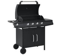 Barbecue à Gaz 4+1 Zones Cuisson Noir Acier Gril Extérieur Jardin Cour vidaXL