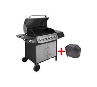 vidaXL Barbecue à gaz 6 + 1 zone de cuisson Noir et argenté