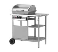 Barbecue à gaz avec 2 brûleurs 5,5 kW en acier inoxydable, chariot de grill avec couvercle, grille de maintien au chaud & allumage piézo YATO