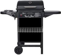 Barbecue à gaz avec 2 brûleurs à gaz compacts, brûleurs latéraux, grilles de barbecue, tables latérales et voiture en acier, 8,7 kW