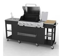 Barbecue à gaz avec 4 + 1 flammes noires - Acier revêtu par pulvérisation pour une durabilité et une efficacité - Idéal pour le jardin et le balcon - Parfait pour les familles et les barbecues