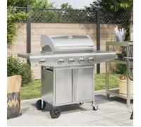Barbecue à gaz avec 5 brûleurs argenté acier inoxydable