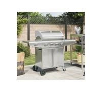 Barbecue à gaz avec 5 brûleurs argenté acier inoxydable