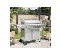 Barbecue à gaz avec 7 brûleurs argent acier inoxydable