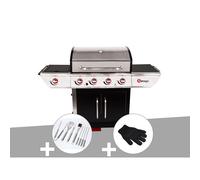Barbecue à gaz avec chariot manhattan 450gpi + plancha + malette de 8 accessoire