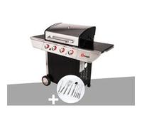 Barbecue à gaz avec chariot Manhattan 450GPI + plancha + Malette de 8 accessoires inox