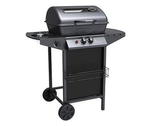 Barbecue à gaz avec pierre de lave barbecue à gaz 2 brûleurs + cuisinière latérale structure en acier avec plan latéral d'appui et 3 cintres Pratiko Life
