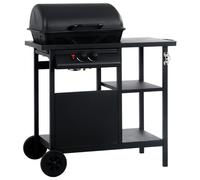 Barbecue à gaz avec table latérale à 3 niveaux Noir