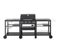 Barbecue à gaz cuisine d'extérieur - 12 kw - 4 brûleurs - Noir