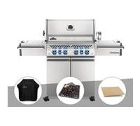 Barbecue à gaz Napoleon Prestige Pro 500 + Housse de protection + Plateau charbon + Pierre à pizza large rectangle