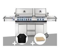 Barbecue à gaz Napoleon Prestige Pro 825 + Housse de protection + Pierre à pizza large rectangle