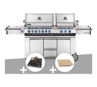 Barbecue à gaz Napoleon Prestige Pro 825 + Plateau charbon + Pierre à pizza large rectangle G