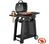 Barbecue à gaz Outsunny à 2 brûleurs avec 2 tables d'appoint amovibles, barbecue en acier de 3,8 kW avec grilles en fonte, barbecue de table portable 2 en 1 avec roulettes, thermomètre, bac à