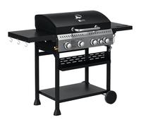 Barbecue à gaz Outsunny barbecue au gaz propane 12,5 kW avec roulettes, grille chauffante, étagères, thermomètre, décapsuleur, noir