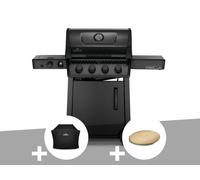 Barbecue à gaz Phantom Freestyle 425 SIB noir mat 4 brûleurs + Housse de protection + Pierre à pizza ronde - Napoleon