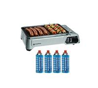 Barbecue à gaz portable 1900W Grille anti adhesive + 4 cartouches gaz camping KEMPER