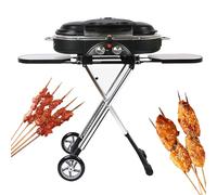 Barbecue À Gaz Portable À Deux Brûleurs, Barbecue À Gaz Compact Traveler avec Thermomètre Intégré, Conception Pliable pour Le Camping/jardin