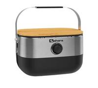 Barbecue à Gaz Portable Compact 2,7kW Grille Fonte Mini Barbecue de Table Inox Kit Planche à Découper Bois 2/4 Personnes Sahara